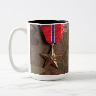 Kampf-Veteran und Bronze-Stern-Kaffee-Tasse Zweifarbige Tasse