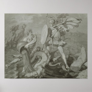 Kampf von Achilleus mit dem Fluss Scamander Poster