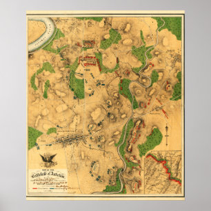 Kampf von Antietam - ziviler Kriegs-panoramische Poster