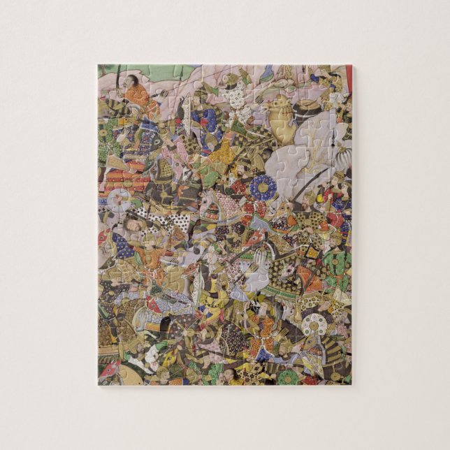 Kampf von Bundi, vom Akbarnama, c.1590 (gouac (Vertikal)