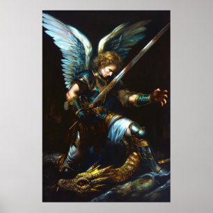 Kampf von Feuer und Feder   Epischer Engel gegen D Poster