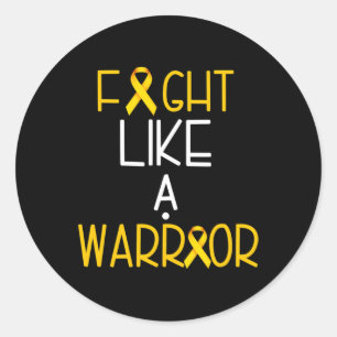 Kampf wie ein Krieger-Krebsbewusstsein im Kindesal Runder Aufkleber