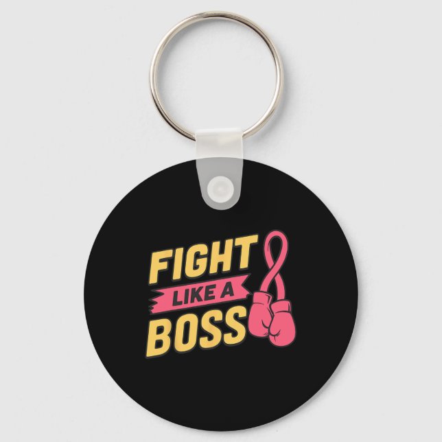 Kampf wie ein rosa Bossrosa-Ribbon-Boxing Brustkre Schlüsselanhänger (Vorderseite)