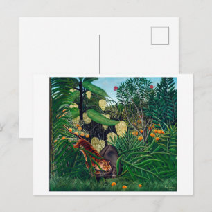 Kampf zwischen einem Tiger und einem Büffel   H Ro Postkarte