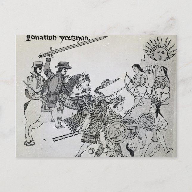 Kampf zwischen Spanien und den Azteken Postkarte (Vorderseite)