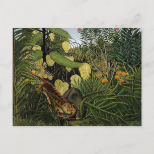 Kampf zwischen Tiger und Büffel von Rousseau Postkarte