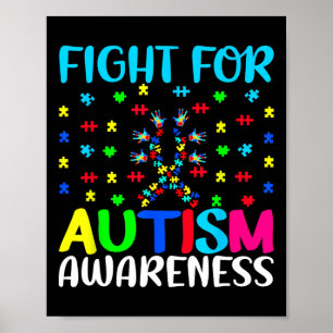 Kämpfe für Autismus-Bewusstsein Puzzle Hände Desig Poster