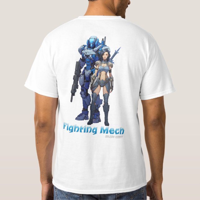 Kämpfe gegen Mech (Blaue Einheit) T-Shirt (Rückseite)