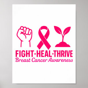 Kämpfe gegen Thrive Brustkrebs Bewusstsein Nk Ribb Poster