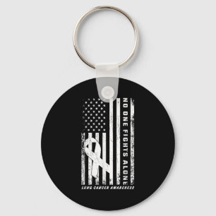 Kämpfe Lungenkrebs allein Amerikanische Flagge Wei Schlüsselanhänger