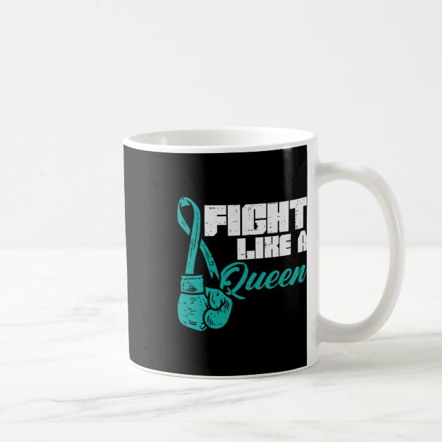 Kämpfe wie Queen Aquamarin Boxing Gloves Ovarialkr Kaffeetasse (Rechts)