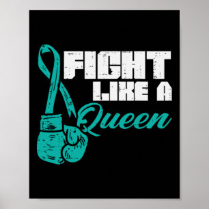 Kämpfe wie Queen Aquamarin Boxing Gloves Ovarialkr Poster