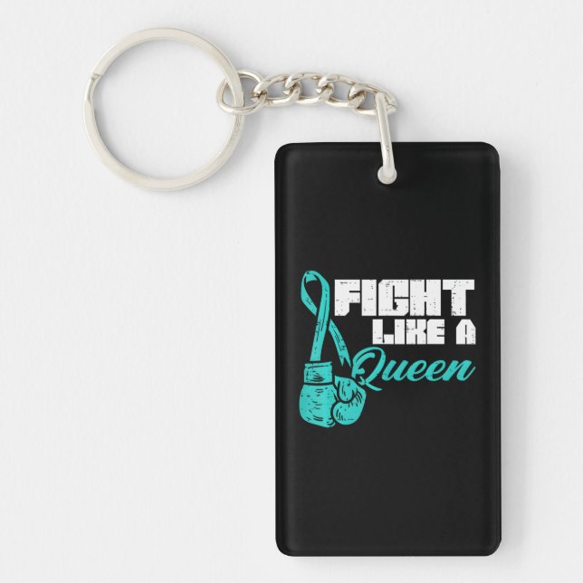 Kämpfe wie Queen Aquamarin Boxing Gloves Ovarien Schlüsselanhänger (Vorderseite)