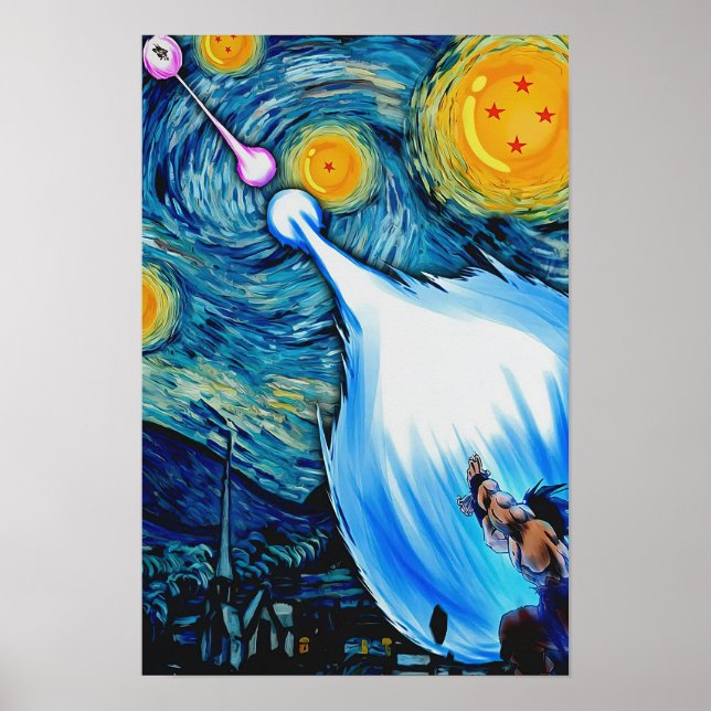 Kämpfen in Starry Sky Oil Style Wall Art Poster (Vorne)