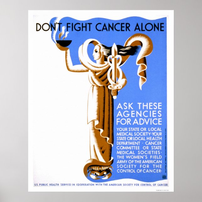 Kämpfen Sie den Krebs nicht allein 1938 WPA Poster (Vorne)