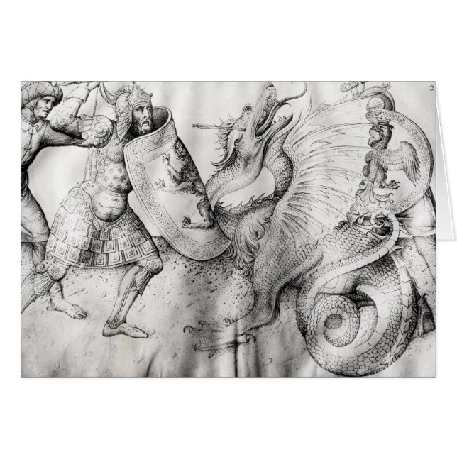 Kämpfen Sie zwischen Kriegern und einem Drachen, (Vorderseite (Horizontal))