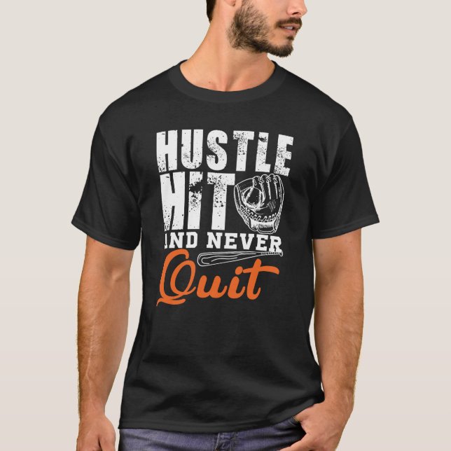 Kämpfen, treffen, niemals aufgeben – Baseball-Allt T-Shirt (Vorderseite)