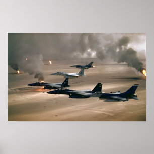 Kämpfende Falcons F-16 und F-15 Eagles Poster