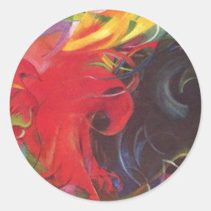 Kämpfende Formen von Franz Marc, Vintage Fine Art Runder Aufkleber