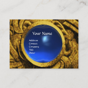 KÄMPFENDE GREIFE MONOGRAMM gold blau saphir Visitenkarte