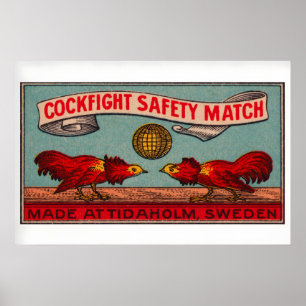 Kampfende Hähne - Matchbox-Druck - Schweden Wand Poster