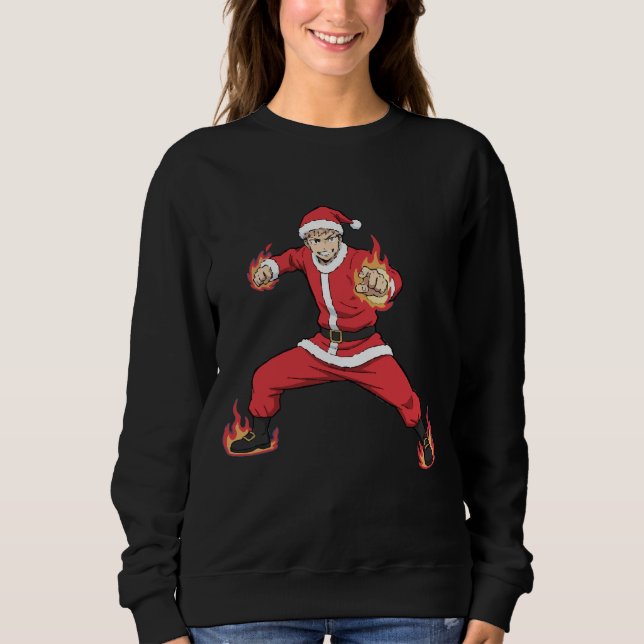Kämpfender Weihnachtsmann Anime Style Sweatshirt - (Vorderseite)