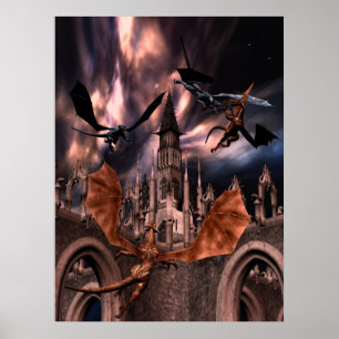 Kämpfendes Dracheplakat Poster
