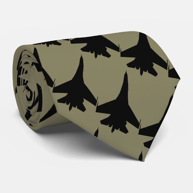 Kämpfer F16 kakifarbiges backround Krawatte (Gerollt)