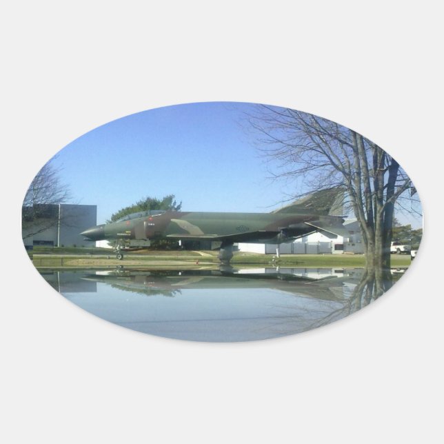 Kämpfer-Flugzeug (F4-Phantom-Aufkleber) Ovaler Aufkleber (Vorderseite)
