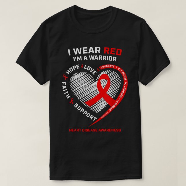 Kämpfer Geschenke ich trage Rote Herzkrankheit Awa T-Shirt (Design vorne)