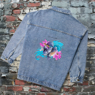 Kampffisch Siamesischer Kampffisch Lotuswellen Bla Jeansjacke