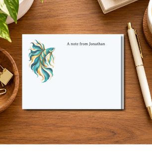 Kampffisch Türkis Personalisiert Post-it Klebezettel