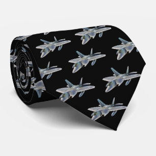 Kampfflugzeug des Raubvogel-F-22 auf Schwarzem Krawatte