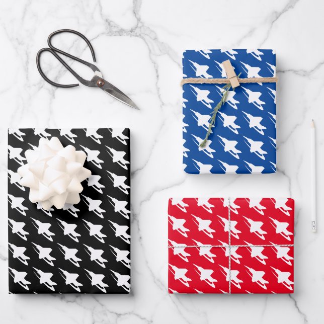 Kampfflugzeug-Papierblätter Geschenkpapier Set (Vorderseite)