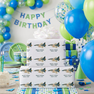 Kampfflugzeug-Tarnung Junge 1. Geburtstag Geschenkpapier