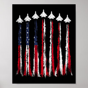 Kampfflugzeug USA-Flagge 4. Juli Patrioti Poster