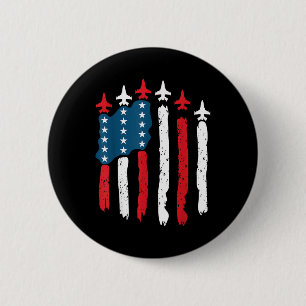 Kampfflugzeug USA-Flagge 4. Juli Patriotisch Button