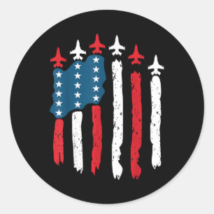 Kampfflugzeug USA-Flagge 4. Juli Patriotisch Runder Aufkleber