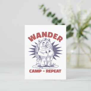 Kampfflugzeug-Wiederholung - Vintager Katzencamper Postkarte