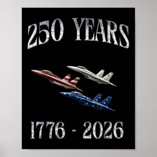 Kampfflugzeuge Flagge 250 Jahre 1776-2026 250. Geb Poster