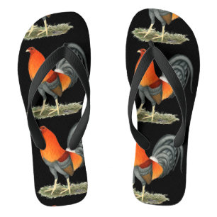 Kampfhahn Blau Roter Hahn Flip Flops