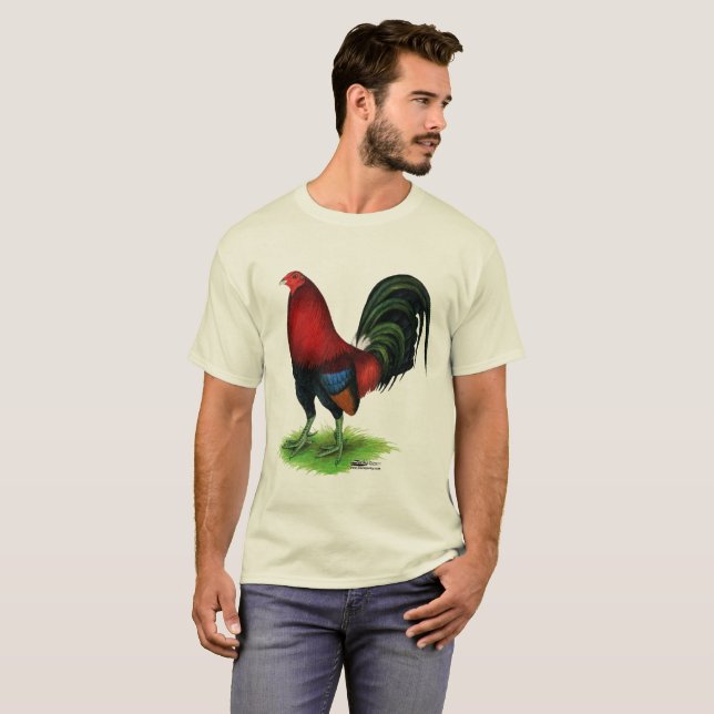 Kampfhahn:  Dunkelrot T-Shirt (Vorne ganz)