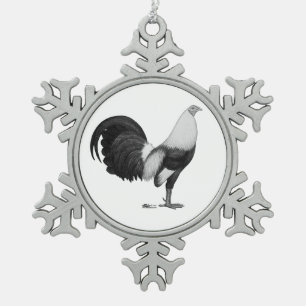 Kampfhahn Grau Duckwing Schneeflocken Zinn-Ornament