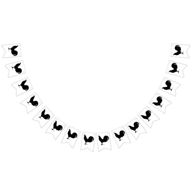 Kampfhahn-Hahn-Silhouette Wimpelkette (Alle)