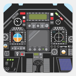 Kampfjet-Cockpit Quadratischer Aufkleber