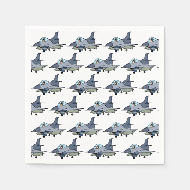 Kampfjet Militärflugzeuge Geburtstag Serviette (Vorderseite)