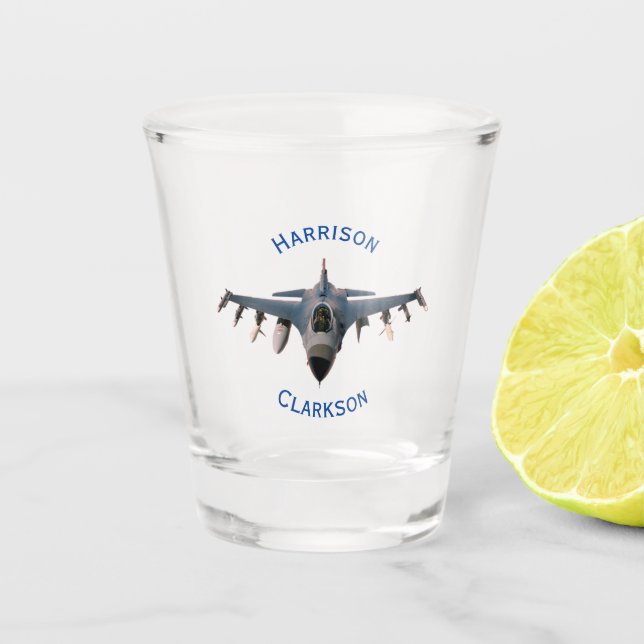 Kampfjet Schnapsglas (Vorderseite)