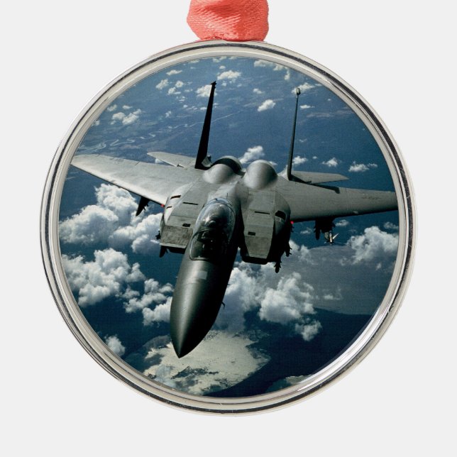 Kampfjet Silbernes Ornament (Vorne)