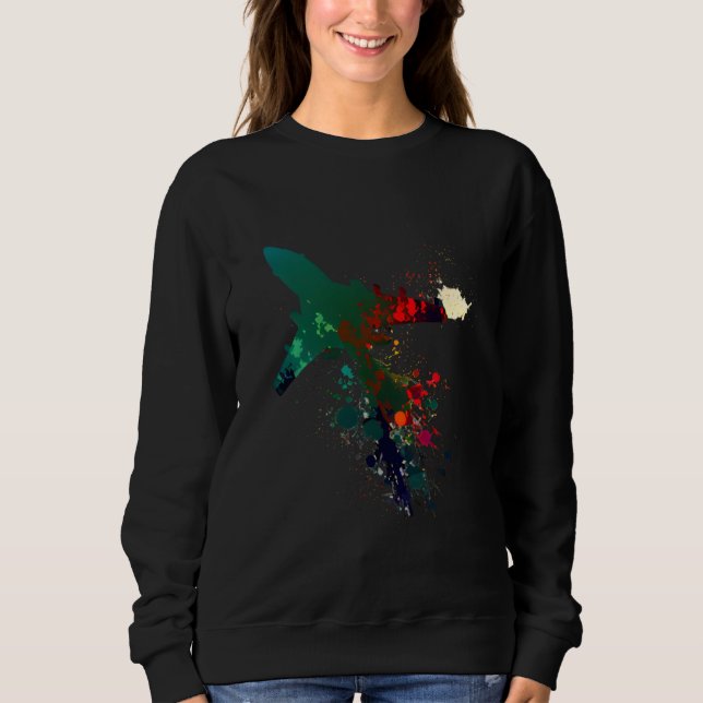 Kampfjetpilot farbenfrohe Farben Kampfflugzeug mil Sweatshirt (Vorderseite)