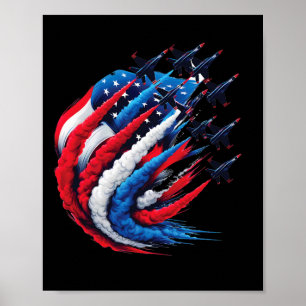 Kampfjets Patriotisches Rot Weiß Blau Rauch USA-Fl Poster